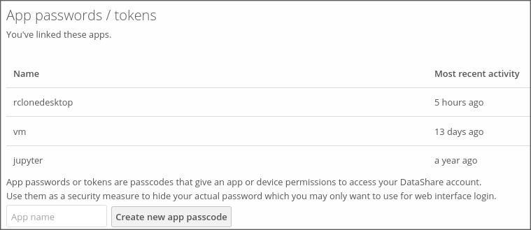 DataShare App Password