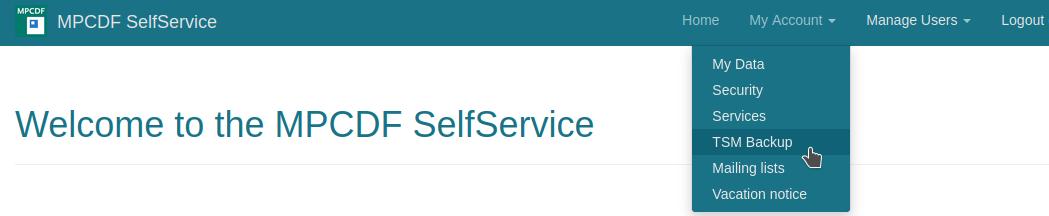 TSM Backup SelfService header